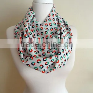 Circles Pattern Infinity Scarf, Tube Scarf, Circle Scarf, Loop Scarf, Scarves, Spring - Fall - Winter Fashion thumbnail-1