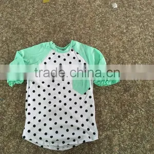 Pernickety Boutique Reglan Short Sleeve Shirt Ruffle Baby Girl Clothes Cotton 0-14T t Shirt With Pocket Children Girl Shirt thumbnail-2