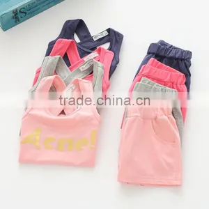 Summer Girls Printing Tank Top and Shorts Cotton Casual Kids Clothing Sets thumbnail-2
