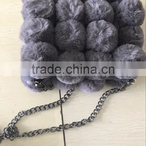 New Product Faux Rabbit Fur Ball Bag Selling Hot Package Bag Rabbit Hair Ball thumbnail-1