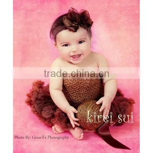 Baby Girls Brown Crochet Tube Top NB-12M thumbnail-1