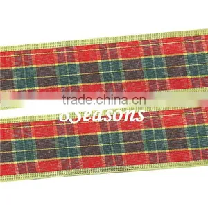 Multicolor Grid Pattern Satin Ribbon For Christmas Decoration 5.0cm thumbnail-1
