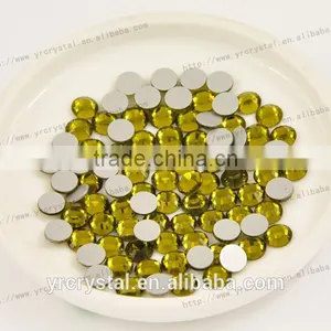 Round Shape Olivine Color Silver Base Crystal Rhinestones Flat Back Strass thumbnail-1
