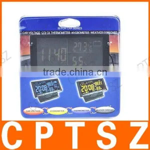 EC60 Car Four Wet Temperature Record LCD Car Cigarette Lighter Powered Digital Clock + Voltage + Thermometer + Hygrometer thumbnail-6