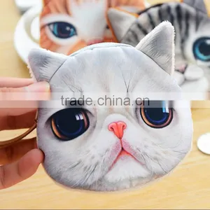 Hot Sale Plush Animal Cartoon 3D Cat / Dog Face Bag Coin Change Purse Case Wallet Change Pocket thumbnail-3