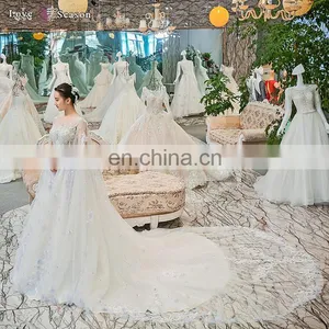 Gt902 2017 Luxury High Quality Cape White Muslim Lace Bridal Gown Muslim Wedding Dress thumbnail-1