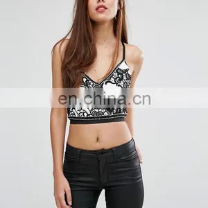 Trending New Fashion Sexy Girls Top Design, Kendall and Kylie Paneled Long Sleeve Crop Top With Black or White Lace thumbnail-3