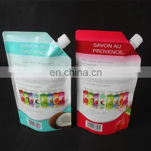 Customized Reusable Juice Drink Food Packaging Bag/ Liquid Stand up Spout Pouch With Top Spout thumbnail-1