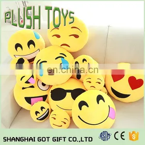 OEM Service Emoji Emoticon Yellow Round Cushion Soft Toys Pillow Plush thumbnail-1