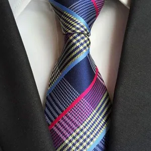 Classic Strips Yellow Polyester Woven Necktie Summer Plain thumbnail-1