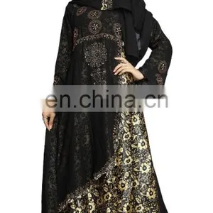 Women's 2017 Dubai Style High Quality Printed Burkha Abaya For Casual Arabic Islamic Wear (Printed Abaya) thumbnail-4