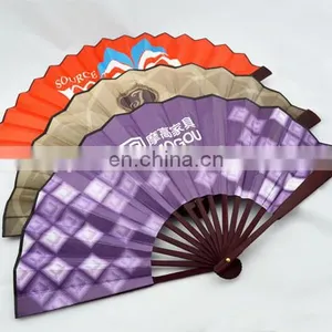 High Quality 26cmL Fabric Bamboo Folding Fan thumbnail-5