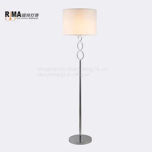 Fancy Decorative Fabric Classic Chrome Steel Stainless Hotel Floor Lamp Modern For Living Room thumbnail-1