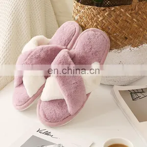 Wholesale Soft and Warm Shoes Leopard Sandals Furry Slippers for Women thumbnail-4
