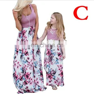 2019 New Fashion Family Mother and Daughter FLORAL Dress Beach DRESSES Sundress (this Link for WOMAN) thumbnail-4