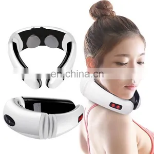 Electric U Shape Back Neck Shoulder Electrical Pulse Shock Body Massager Remote Control With Heat Portable EMS Neck Massager thumbnail-1