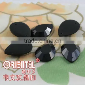Water Drip Solid Black Sewing Resin Stone Button thumbnail-1