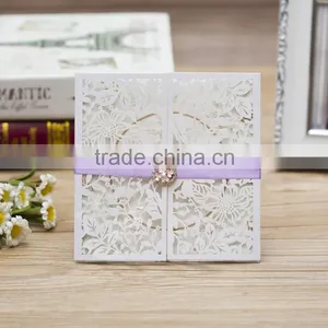 Gate Fold Natural Theme Elegant Laser Cut Wedding Invitation Card Rustic thumbnail-2