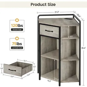 Side Cabinet Living Room Modern Creative Storage Cabinet Iron Wood Structure With Lights With Corner Rack Can be Customized thumbnail-5
