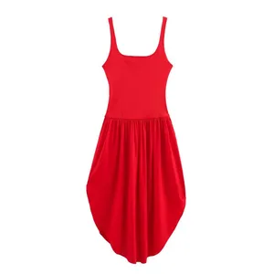 2025 Spring New Fashionable Sweet Slimming Splicing Flower Bud Strap Dress thumbnail-4