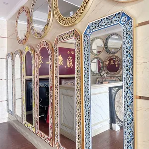 Hualun Guanse China Wholesale Wood Carving Decorative Mirror Luxury Hotel Wall Mirror for Middle East Project OEM Factory thumbnail-1
