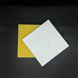 12mm Thickness Mineral Wool Acoustic Ceiling 600x600mm Antibacterial Washable Ceiling Board thumbnail-1