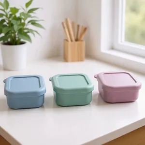 Food-Grade Silicone Mini Food Storage Containers Reusable Baby Food Containers Airtight Small Toddler Snack Cups for Toddler Nuts Fruit thumbnail-3