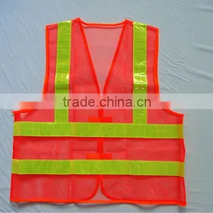 OEM High Visibility Orange Color Safety Vest thumbnail-1