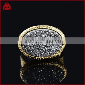 Vintage Style Oval Titanium Druzy Chunky Ring thumbnail-4
