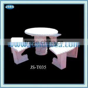 White Stone Garden Table and 4 Bench JS-T035C thumbnail-1