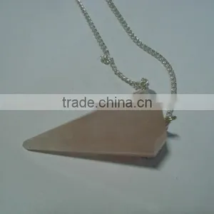 Rose Quartz 6-Facet Natural Gemstone Pendulum thumbnail-1