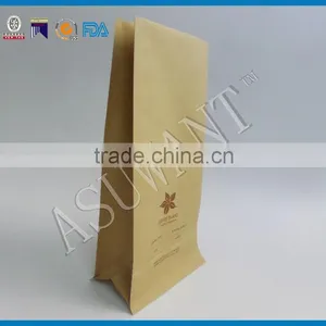 Block Bottom Heat Seal Brown Kraft Paper Coffee Packaging Bag thumbnail-2