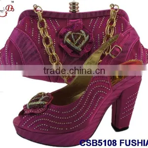 CSB5108 2016 Newest Design Woman Hot Selling Shoes With Matching Bags Crystal Cluth Factory Price Shoes Whole Sale Price thumbnail-1