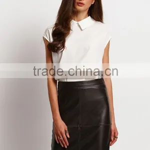 2016 Spring Summer New Arrival Midi Wrapped Bodycon Mature Woman Leather Skirt thumbnail-1
