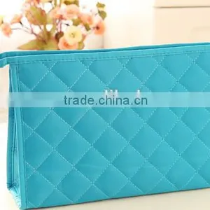Good Quality Quilted Microfiber and Satin Fashion Travel Cosmetic Bag thumbnail-1