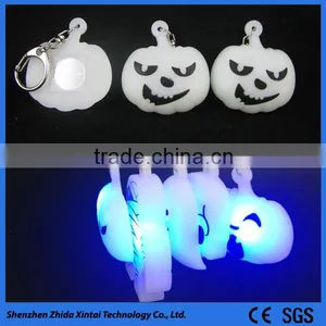 Embossed Cute Pumpkin Shape Silicone Led Light Keychain thumbnail-2