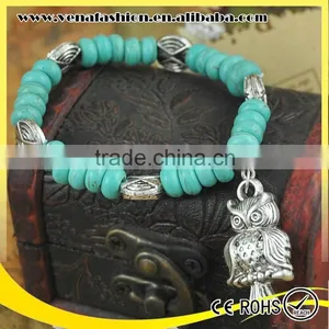 Owl Model Tibetan Silver Turquoise Bracelet, Antique Silver Bracelet thumbnail-1