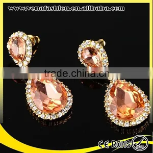 Peacock Color Good Quality Colorful Artificial Crystal Women Earrings thumbnail-4