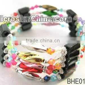 Fashion Multicolor Acrylic Beads With Hematite Beads Elastic Bangle thumbnail-1