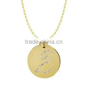 14k Yellow Gold Plating Collection In Number '2' Customize Design Pendants thumbnail-1