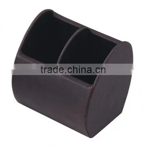 Wooden Desk Organizer in PU Leather thumbnail-1