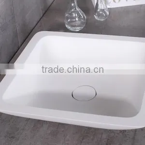 Acrylic Solid Surface Square Shape Bathroom Wash Basins,Wall Mounted Acrylic Solid Surface Wash Basin thumbnail-2