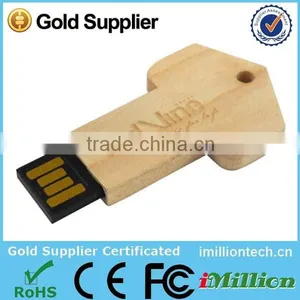 Key Shape Engraving Logo Wood Usb Flash Drive 8G A Grade Memory thumbnail-1