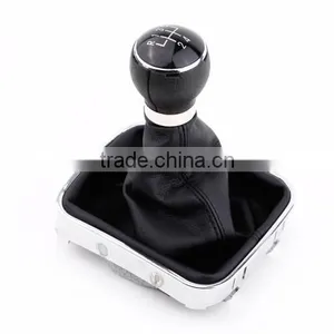 New 5 Speed Gear Shift Knob Gaitor Boot Black PU Leather thumbnail-4