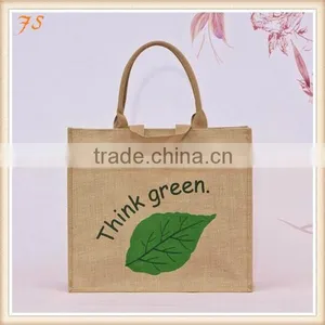 Double Tote Jute Bag With Pocket Front thumbnail-1