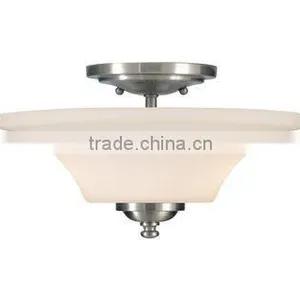 Brushed Steel 2 Light Semi-Flush Ceiling Fixture thumbnail-1
