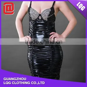 Popular PU Leather Sequins Decorated Club Erotic Party Women Dresses thumbnail-1