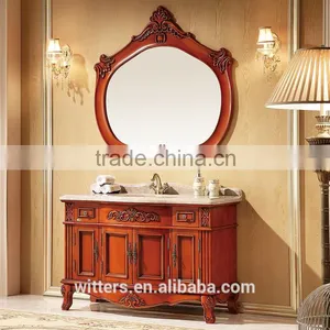 WTS-822TLO 32-Inch Marble Stone Top Single Sink Bathroom Vanity With Red Oak Finish Cabinet thumbnail-3