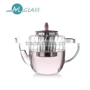 Wholesale 1000ml Pyrex Glass Teapot With Stainless Infuser Plastic Lid High Borosilicate Glassware N6417 thumbnail-1
