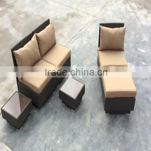 2016 New Design Outdoor Patio Garden Rattan Wicker LoveSeat Sofa + Glass Coffee Table + Chairs With Cushions thumbnail-1